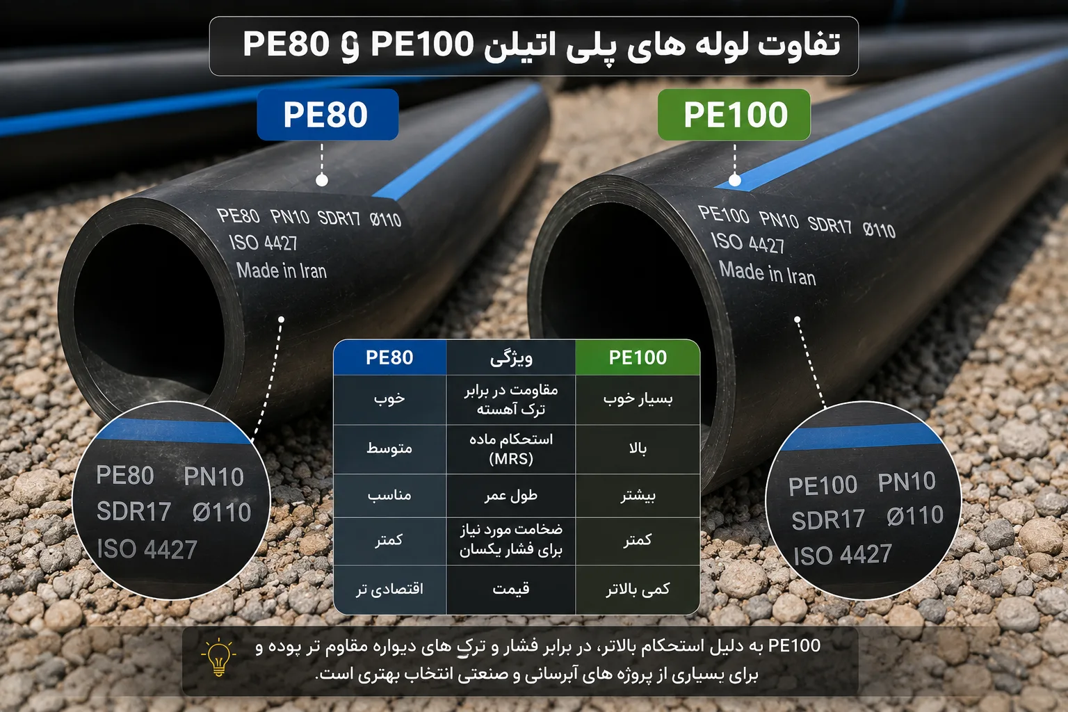 PE80 و PE100 چه تفاوتی دارند